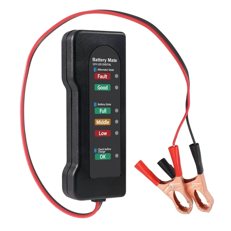Aokin 12V 자동차 배터리 테스터 얼터네이터 충전 시스템 분석기 LED 표시형, 1개